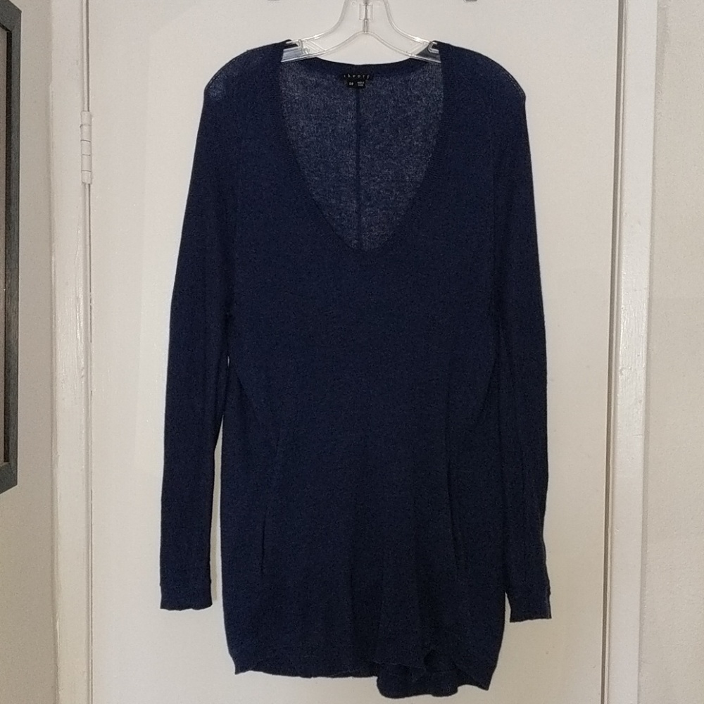 {Theory} Navy Cashmere Blend Sweater Size Small